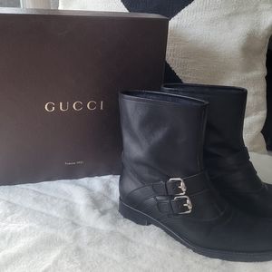 Gucci Margarett Black Leather Booties 37.5